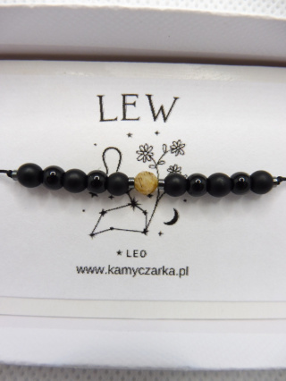 Bransoletka Męska Zodiakalny Lew z Tygrysim Okiem