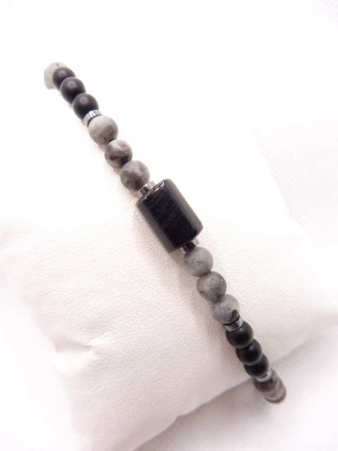 Bransoletka Męska z Czarnym Turmalinem, Labladorytem i Onyksem