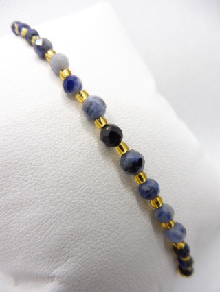 Bransoletka dla Strzelca z Lapis Lazuli, Sodalitem i Czarnym Turmalinem Gold
