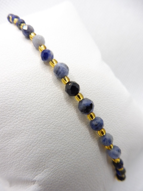 Bransoletka dla Strzelca z Lapis Lazuli, Sodalitem i Czarnym Turmalinem Gold