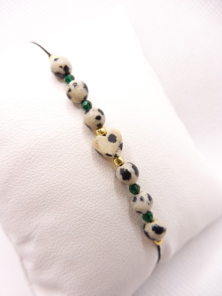 Bransoletka z Jaspisem Dalmatyńskim i Zieloną Cyrkonią