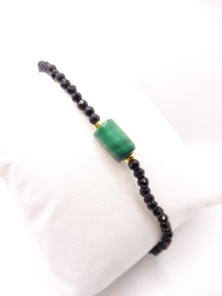 Bransoletka z Malachitem i Czarnym Spinelem