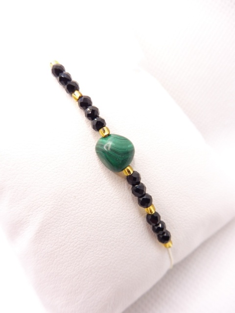 Bransoletka z Malachitem i Czarnym Spinelem