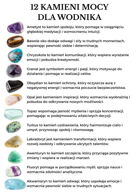 Naszyjnik dla Wodnika 12 KAMIENI MOCY