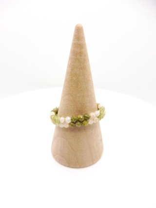 Pierścionek z Cytrynem, Unakitem i Oliwinem na Drucie Pamięciowym Stalowym