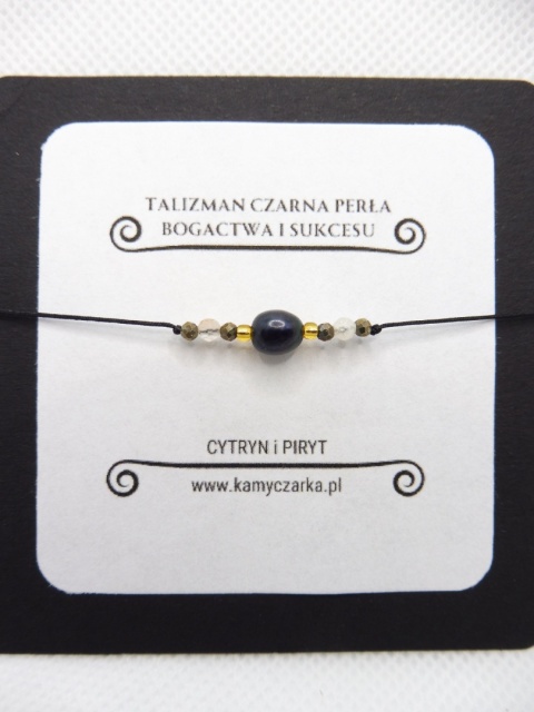 Bransoletka z Czarną Perłą, Cytrynem i Pirytem Gold