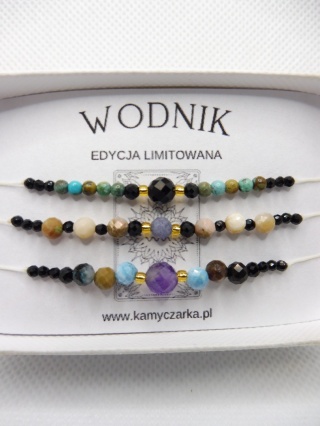 Zestaw Trzech Bransoletek z Kamieniami Naturalnymi Dla Wodnika