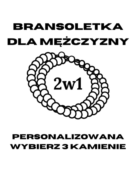 Bransoletka 2w1 z Kamieniami Naturalnymi - Personalizowana Bransoletka 2w1 z Kamieniami Naturalnymi - Personalizowana