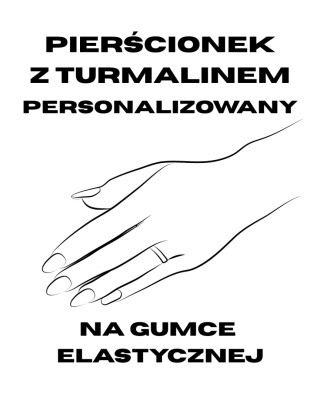 Pierścionek z Kamieni Naturalnych Na Elastycznej Gumce Z Dużym Czarnym Turmalinem