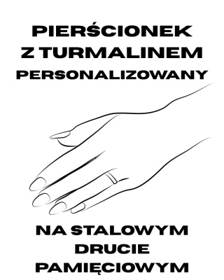Pierścionek z Kamieni Naturalnych Na Drucie Pamięciowym Z Czarnym Turmalinem