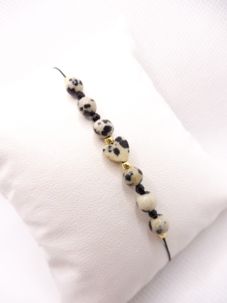 Bransoletka z Jaspisem Dalmatyńskim i Czarnym Spinelem