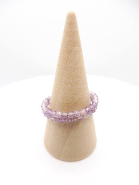 Pierścionek z Ametystem na Drucie Pamięciowym Stalowym