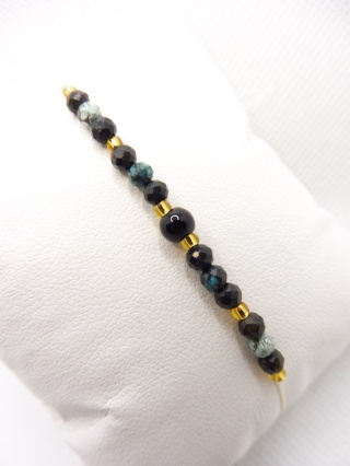 Bransoletka z Turkus Afrykański i Onyks