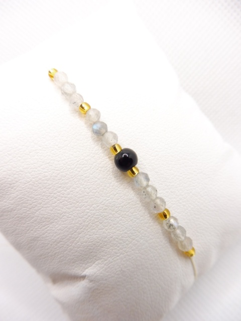 Bransoletka z Labradoryt i Onyks