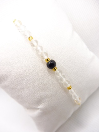 Bransoletka z Kryształ Górski i Onyks