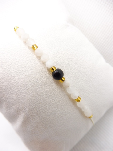 Bransoletka Kamień Księżycowy i Onyks