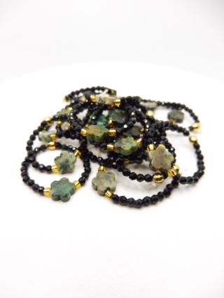 Pierścionek z Turkusem Afrykańskim ''Kwiatek'' i Czarny Spinel