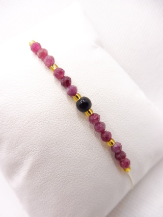 Bransoletka z Turmalinem Różowym i Onyksem ''Miłość i Ochrona''