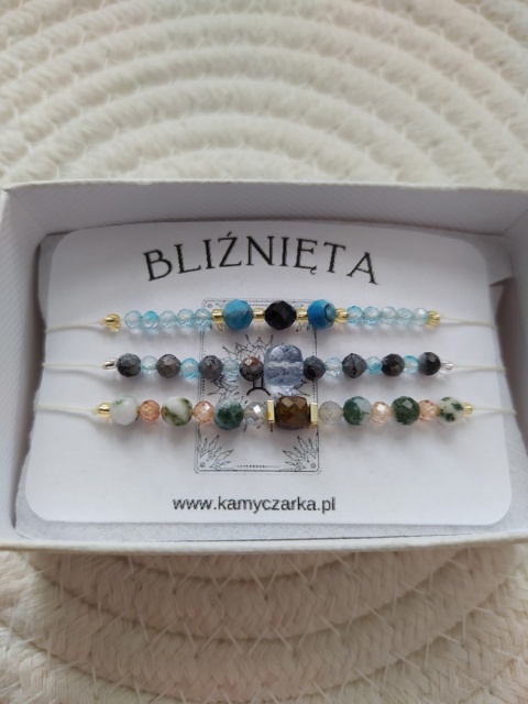 Zestaw Trzech Bransoletek z Kamieniami Naturalnymi Dla Bliźniąt Zestaw Trzech Bransoletek z Kamieniami Naturalnymi Dla Bliźniąt