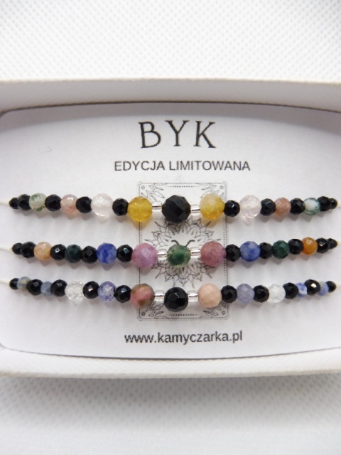 Zestaw Trzech Bransoletek z Kamieniami Naturalnymi Dla Byka Zestaw Trzech Bransoletek z Kamieniami Naturalnymi Dla Byka