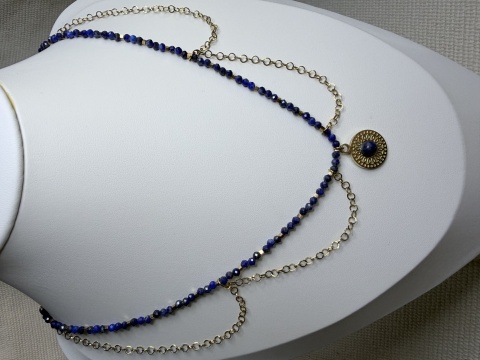 Naszyjnik Lapis Lazuli Łańcuszki Stal Gold