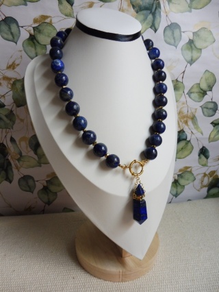 Naszyjnik Lapis Lazuli i Perfumetka Stal