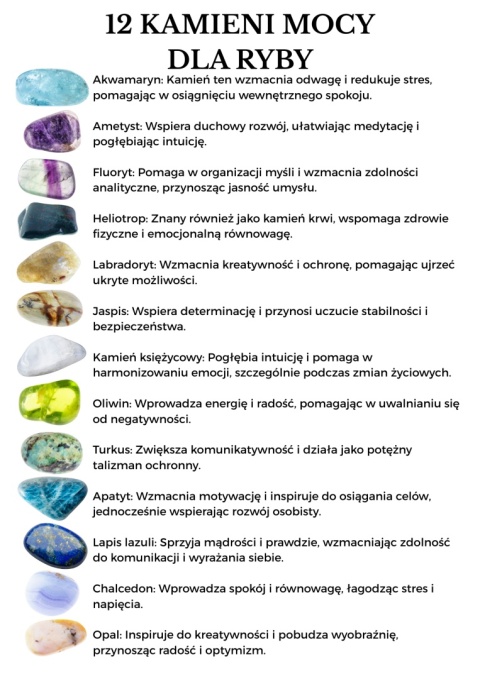 Breloczek dla Ryby z 12 Kamieniami Mocy i Czarnym Turmalinem