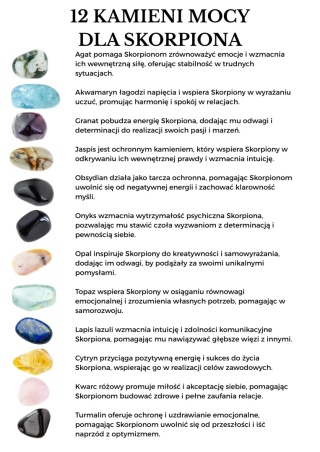Breloczek dla Skorpiona z 12 Kamieniami Mocy i Czarnym Turmalinem