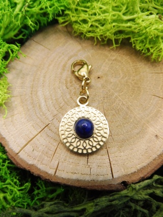 Zawieszka Do Naszyjnika z Lapis Lazuli i Mandalą Stal Gold